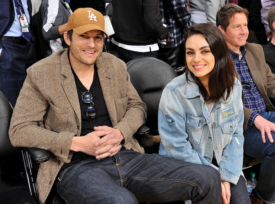 Ashton Kutcher, Mila Kunis, Laker Game